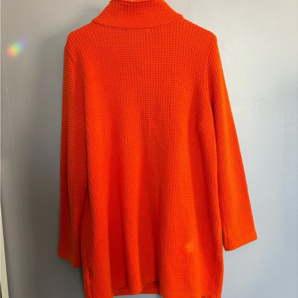 Lauren Ralph Lauren Womens Knit Sweater Coat Orange size 1X Full Zip‎ Button